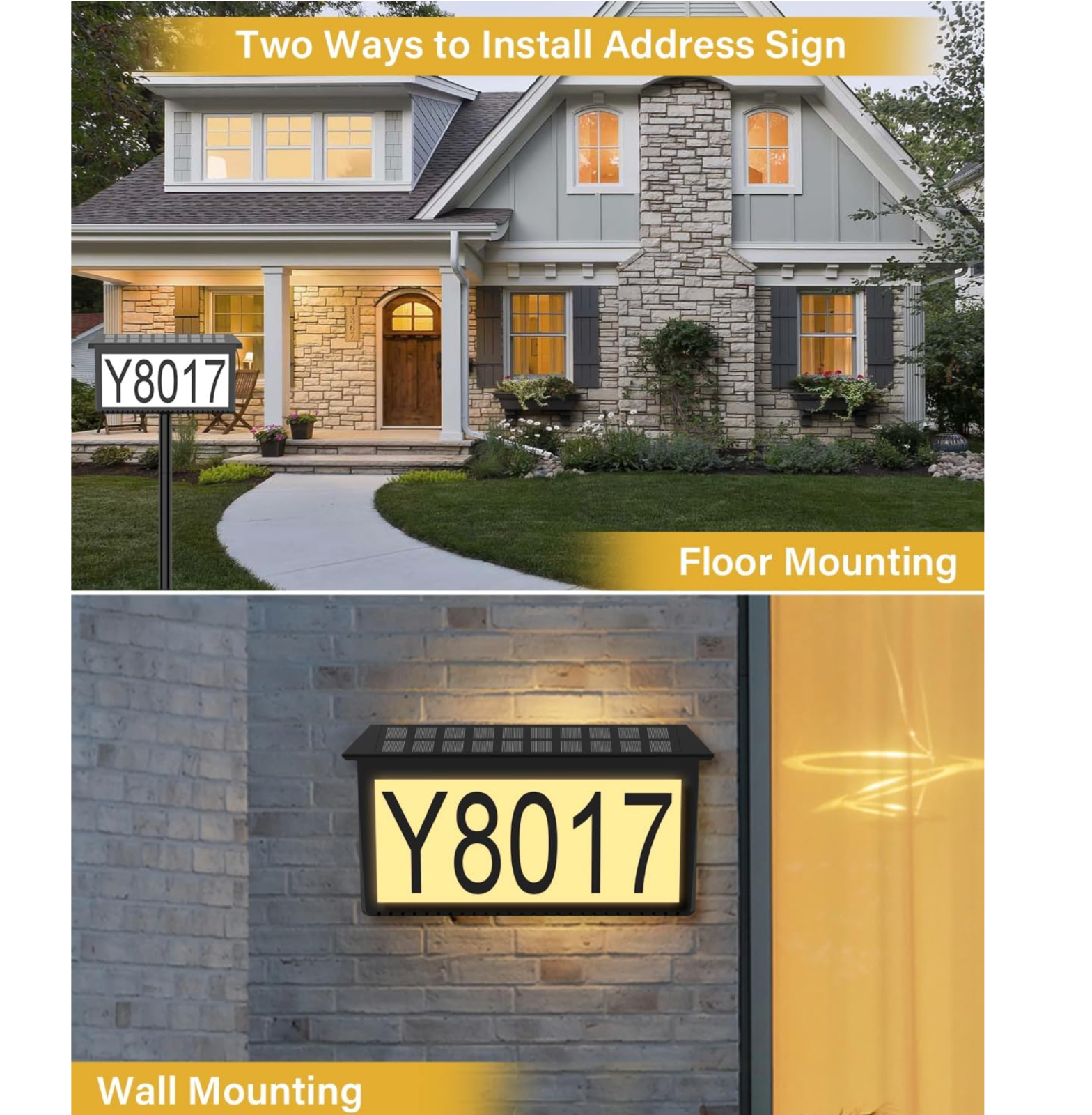 Solar Powered House Numbers Light, Lighted Address Numbers Sign Plaque ...
