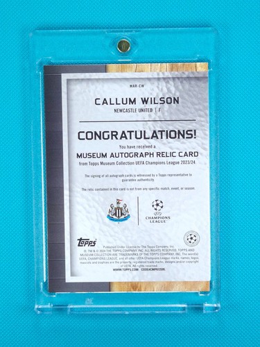 Topps Museum UCL 2023-24 Calum Wilson /150 Patch - Auto - Newcastle - Foto 2 di 2