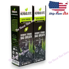 Twin Lotus Herbaliste Active Charcoal Toothpaste Advanced Herbal Extract 150g x2