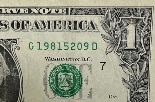 One Dollar Bill Birthday May 20 1981. Near Uncirculated. Fancy Serial Number - Picture 2 of 9