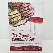 StarPack Home Ice Cream Freezer Storage Containers Set of 2 w/ Silicone Lids NEW
