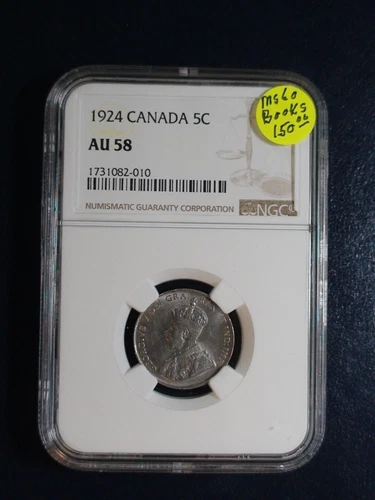 1924 CANADA NICKEL NGC AU58 5C Coin PRICED TO SELL NOW!