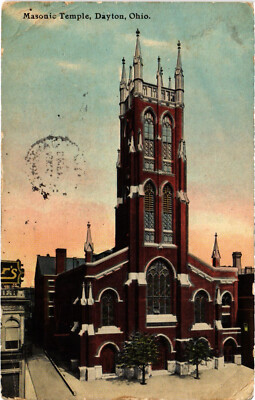 PC FREIMAUREREI, FREIMAURERTEMPEL, DAYTON, OHIO, Vintage Postkarte (b56029)