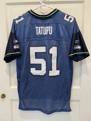 Seattle Seahawks Jersey Youth Large 14-16 Blue #51 Lofa Tatupu NFL