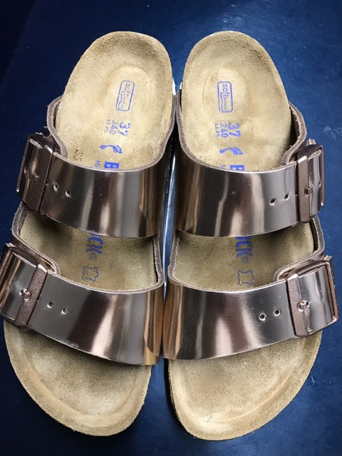 birkenstock arizona soft footbed metallic copper