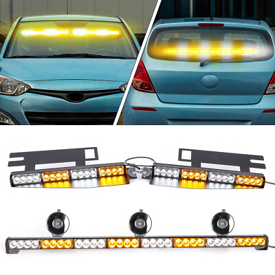 32 LED Emergency Warning Strobe light Bar +2 In 1 LED Sun Visor Windshield Light