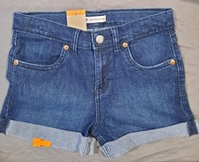 Levi's Youth Adjustable Waistband Stretch Girlfriend Cuffed Shorts Classic Sz 12