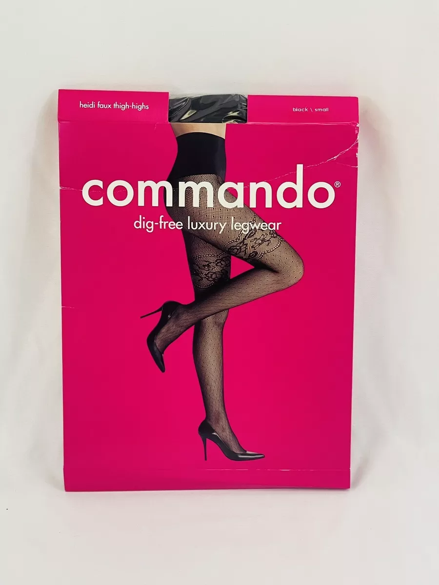 Brand New Women's Small Black Commando Heidi Faux Thigh High Tights