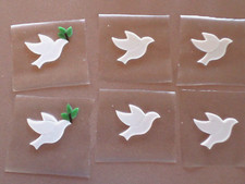 STAINED GLASS hand pre cut MOSAIC Inlay tile, stepping stone, SMALL DOVES 1.75"