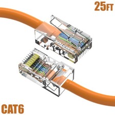 25FT Cat6 RJ45 Ethernet LAN Network UTP Non-Boot Patch Cable Copper 24AWG Orange