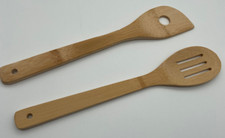 2er Set Kochbesteck Kochl&ouml;ffel Holz ca. 30cm K&uuml;chenhelfer K&uuml;chenutensilien