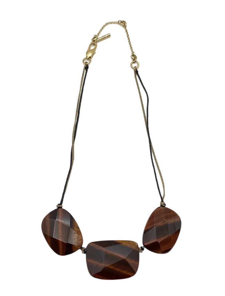 Kenneth Cole New York Gold Tone Chunky Red Tiger's Eye Bib Necklace 22" Fashion - Image 2 of 4