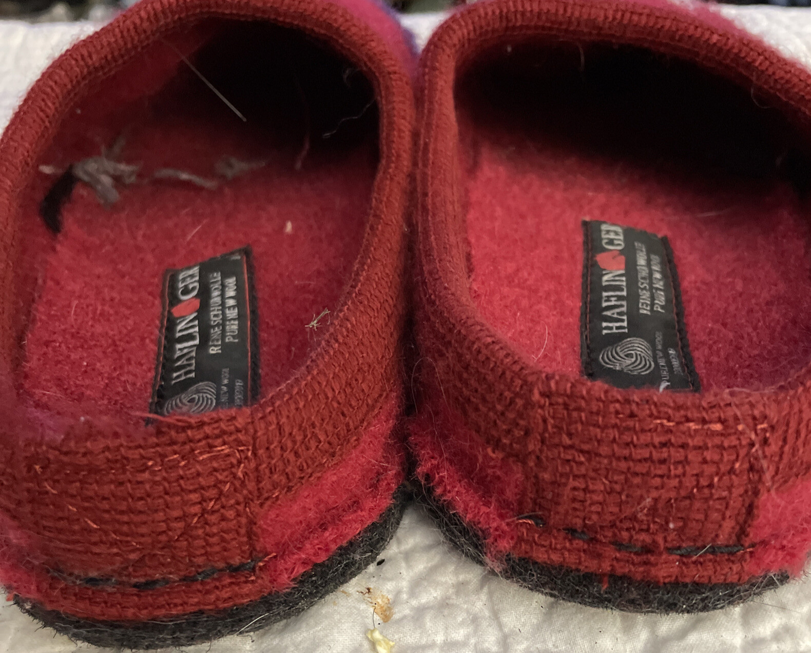 HAFLINGER Slippers Red CAT German Pure Wool sz6.5 US Women’s Reg Used