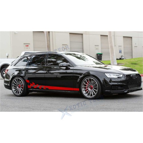 Side Skirt Lower Stripes Sporty Race Style Checkered Pattern Stickers 78.7 Inch - Picture 18 of 27