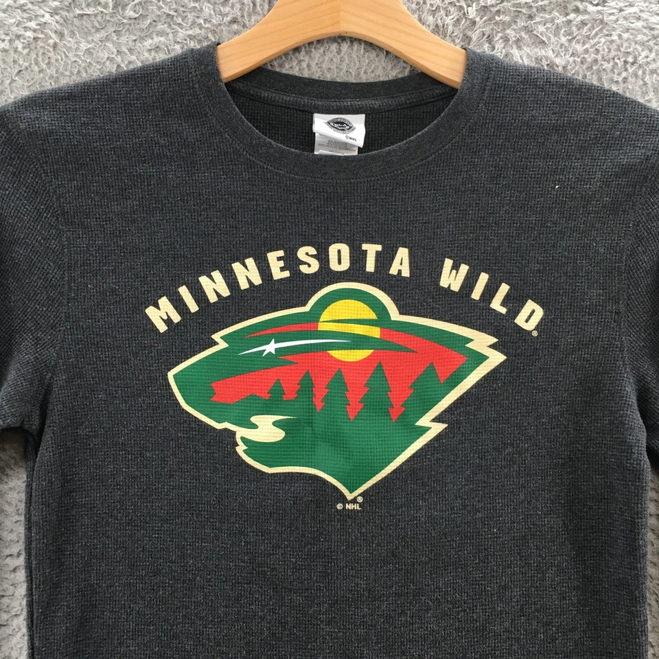 Moletom NHL Minnesota Wild masculino M cinza pulôver manga longa tripulação malha waffle - Imagem 2 de 4