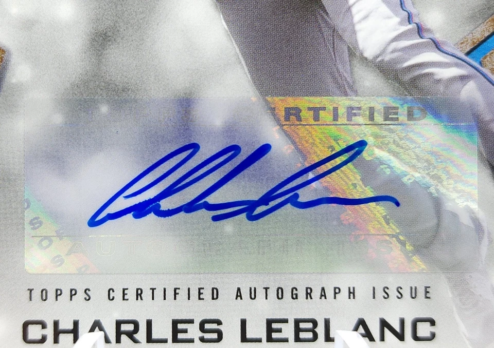 2023 Topps Series 1 Rookie Auto /50 Charles LeBlanc Gold Autograph Miami Marlins - Image 4 of 4