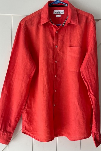 Europann Saint Tropez Orange Linen Long Sleeve Shirt | Tag Size 2 MEDIUM