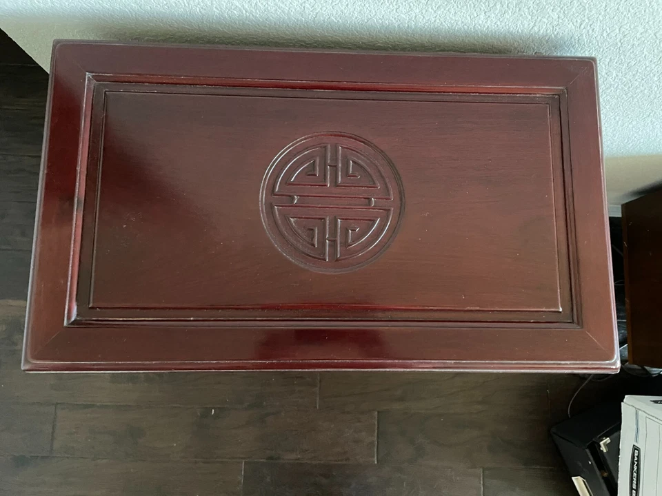 Cofre de cubiertos oriental de madera vintage - Armario de pie (historia incluida) Foto 4 de 4