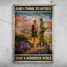 Hiking Couple - And I Think To My Self, What A Wonderful World, Hiking On Mou...