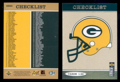 1997 UD Shopko GREEN BAY PACKERS Checklist Header Super Bowl Gold Foil Card
