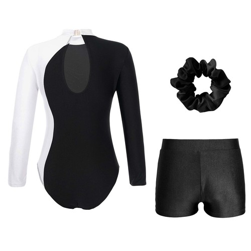 Kid Gymnastics Sparkly Leotard Dance Outfit with Hair Scrunchie Athletic Unitard - Picture 74 of 86