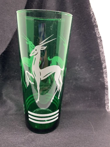 Anchor Hocking Vintage Gazelle Green Glass Collins Highball Tumbler 6.5”
