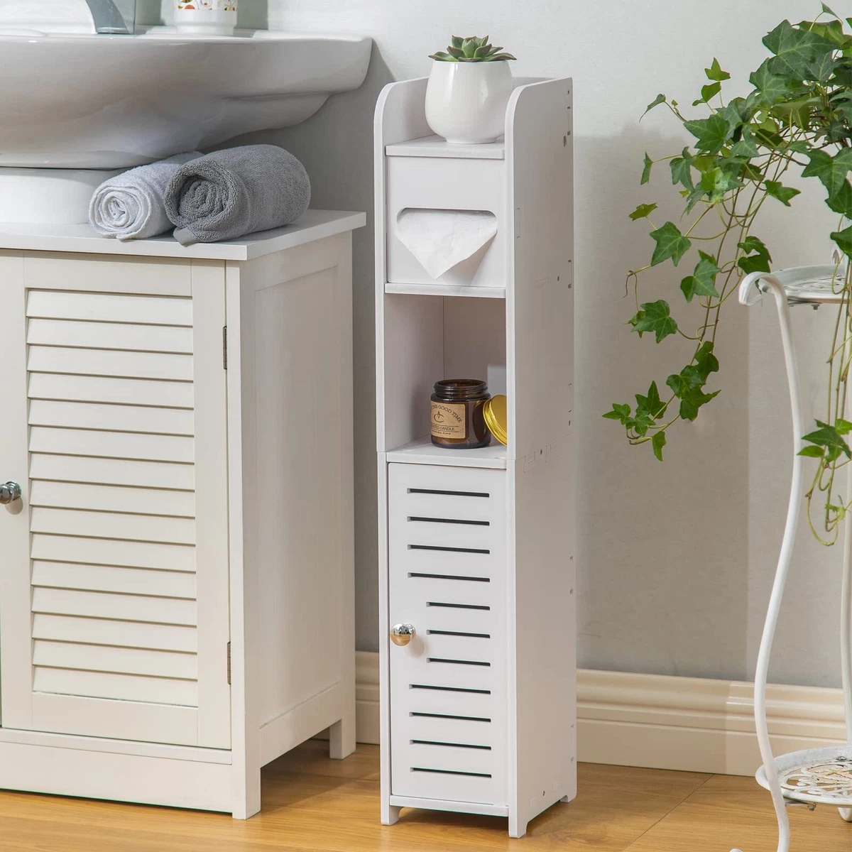 Costway Bathroom Floor Cabinet Storage Organizer Free-Standing w/ - On Sale  - Bed Bath & Beyond - 33239608