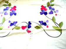 100 COTTON EMBROIDERED EMBELLISHED FLORAL TABLECLOTH 100" X 68" NEW