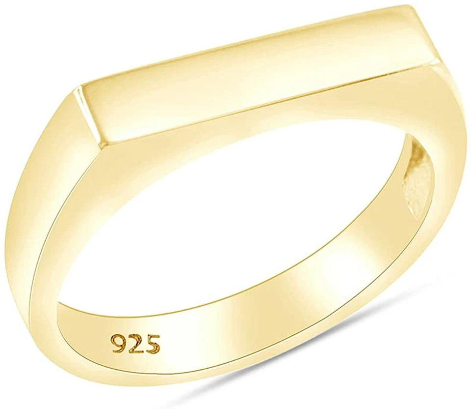 Stackable Signet Men's Ring 14k Gold Plated Sterling Silver 925 - Image 4 of 4