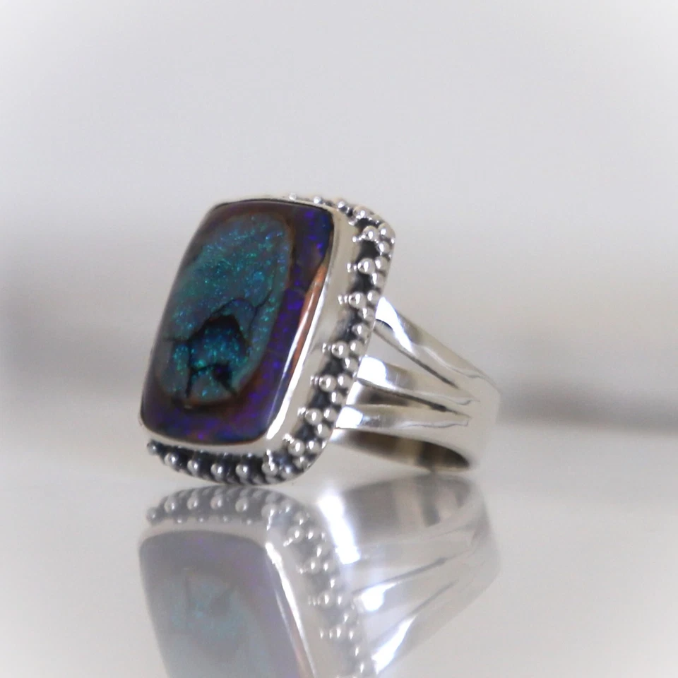 MONARCH OPAL GEMSTONE 925 SOLID STERLING SILVER HANDMADE JEWELRY RING 3 TO 12 - Image 3 of 4