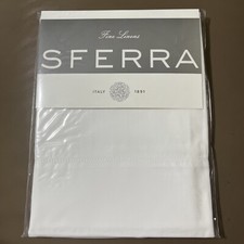 Sferra Pillowcases Pair Gino White King Solid Cotton Percale 450TC Italy NEW