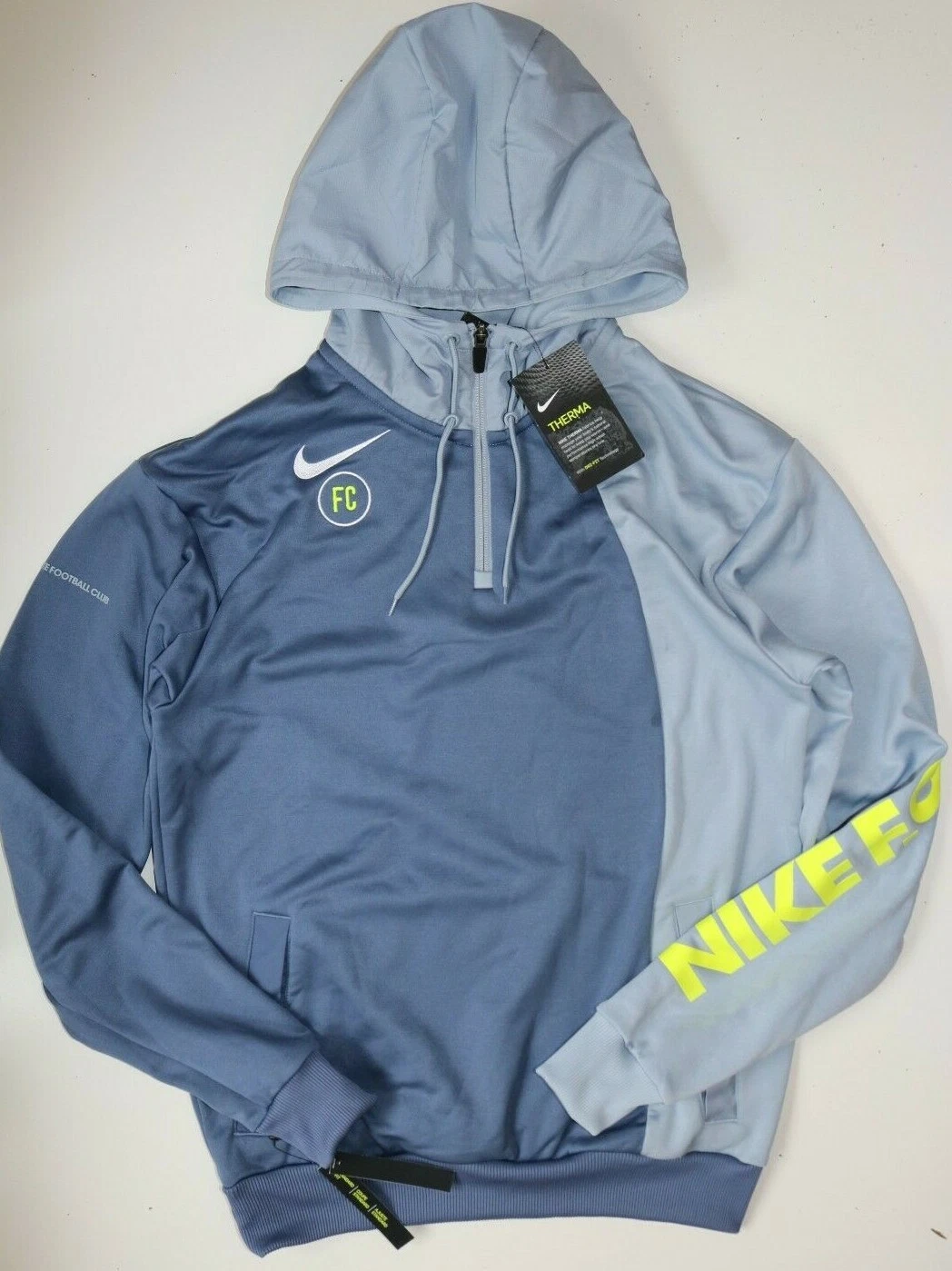 NIKE FC THERMA FOOTBALL CLUB TRAINING HOODIE - OBSIDIAN MIST AT6097-491 - MEN S