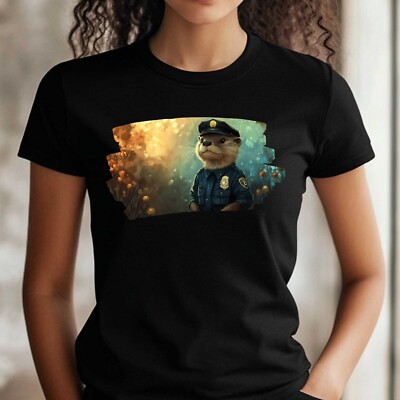 Frauen T-Shirt Otter als Polizist Motiv Baumwolle Größe S bis 3XL