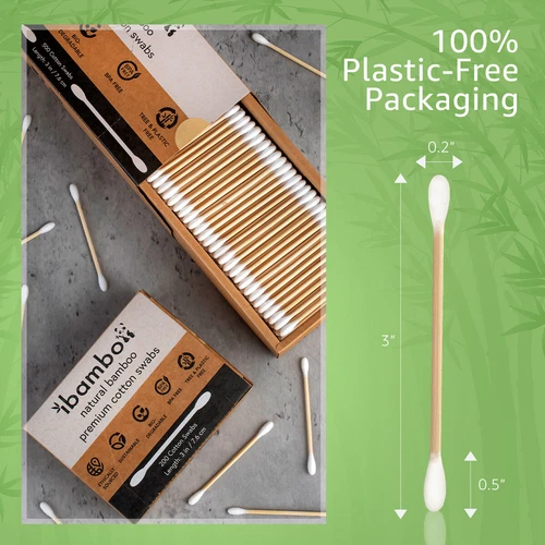 Ibambo 100% Bamboo Cotton Swabs - Compostable Swabs for Beauty & Personal Care