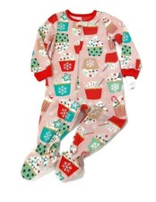 Carter's Toddler Girl's Pink Christmas Holiday Cupcake Fleece Pajama Sleeper