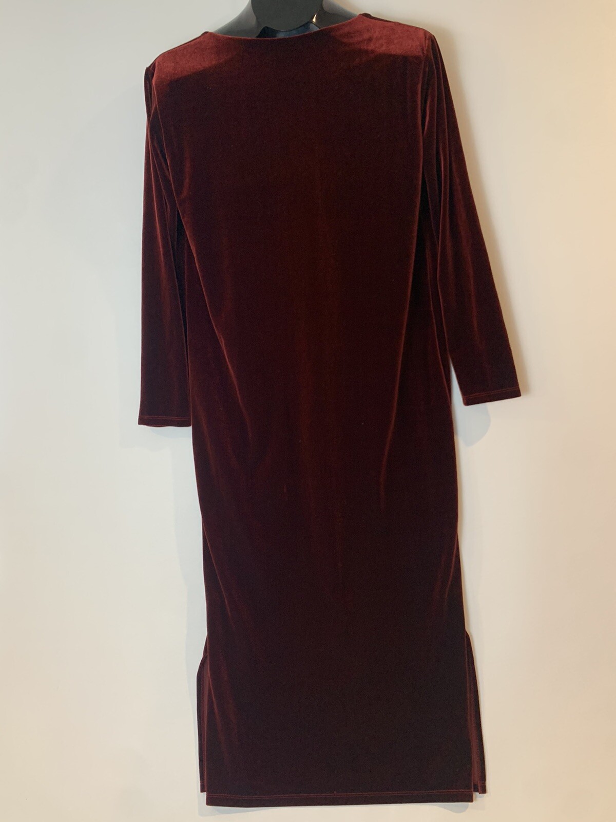 oak and fort dress Deep Red Velvet Long Midi Long Sle… Gem