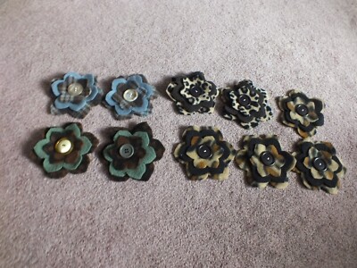 Beautiful Handmade Set 10 Flower Appliques to Add to Your Project 4'' Multicolor