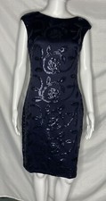 Lauren Ralph Lauren Dress 4 Navy Sequins Sheath Party Cocktail