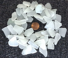 Genuine surf tumbled beach sea glass 60 piece clear white lot from Hawaii