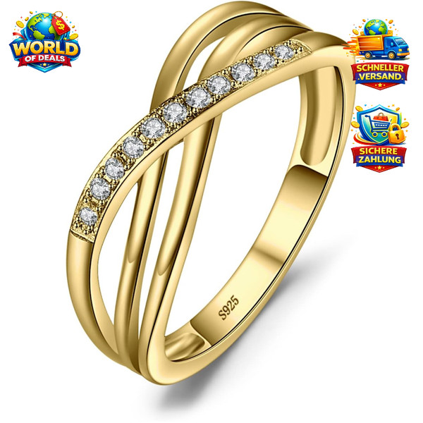 Wickelring Verlobungsring Unendlichkeit 925 Silber Zirkonia Trauring Damen-image