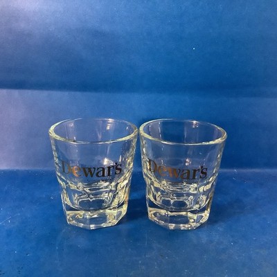 Dewars Blended Scotch Whisky Glass 3'' Tall Double Shot 4 oz Octagon Base Thick