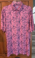 Johnnie O Golf Polo Shirt Size Large Pink Cockatiel Banana Design