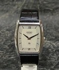 SEIKO Vintage Quartz Slim Japan Made Black Strap Wristwatch