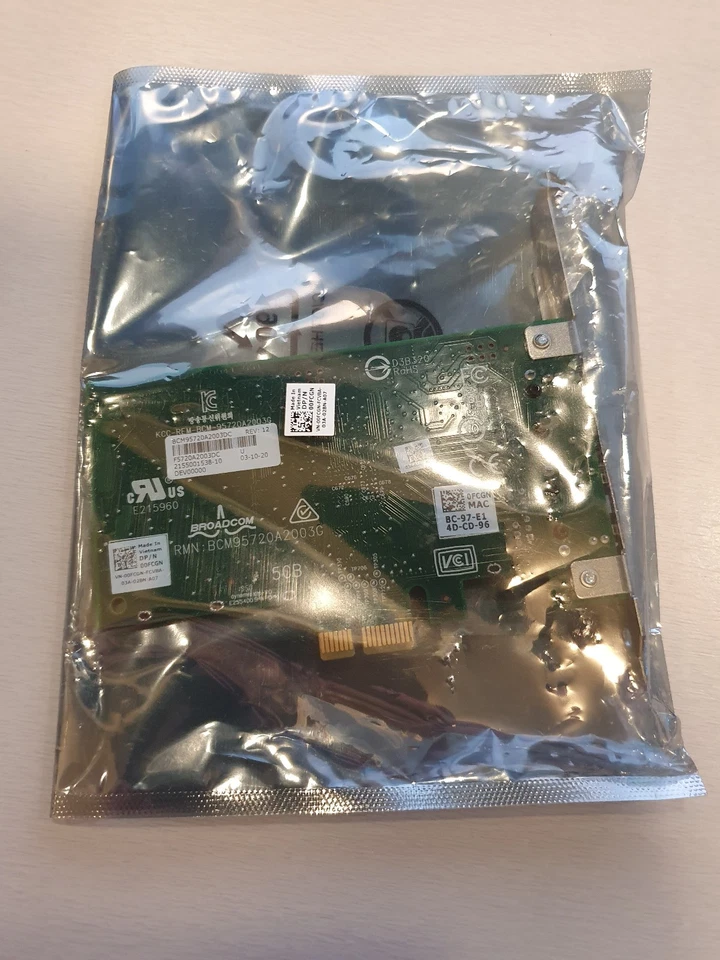 DELL BroadCom BCM95720A2003G Netzwerk Karte 2x GbE Port PCIe DP/N 00FCGN