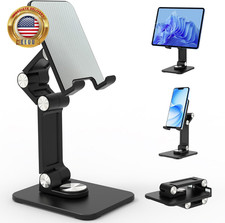 Foldable Phone Stand for Desk,360  Rotation Cell Phone Stand Holder Black