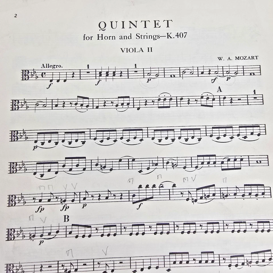 Mozart Quintet in E Flat Major K.407 Sheet Music Score Complete Strings Horn - Image 4 of 4