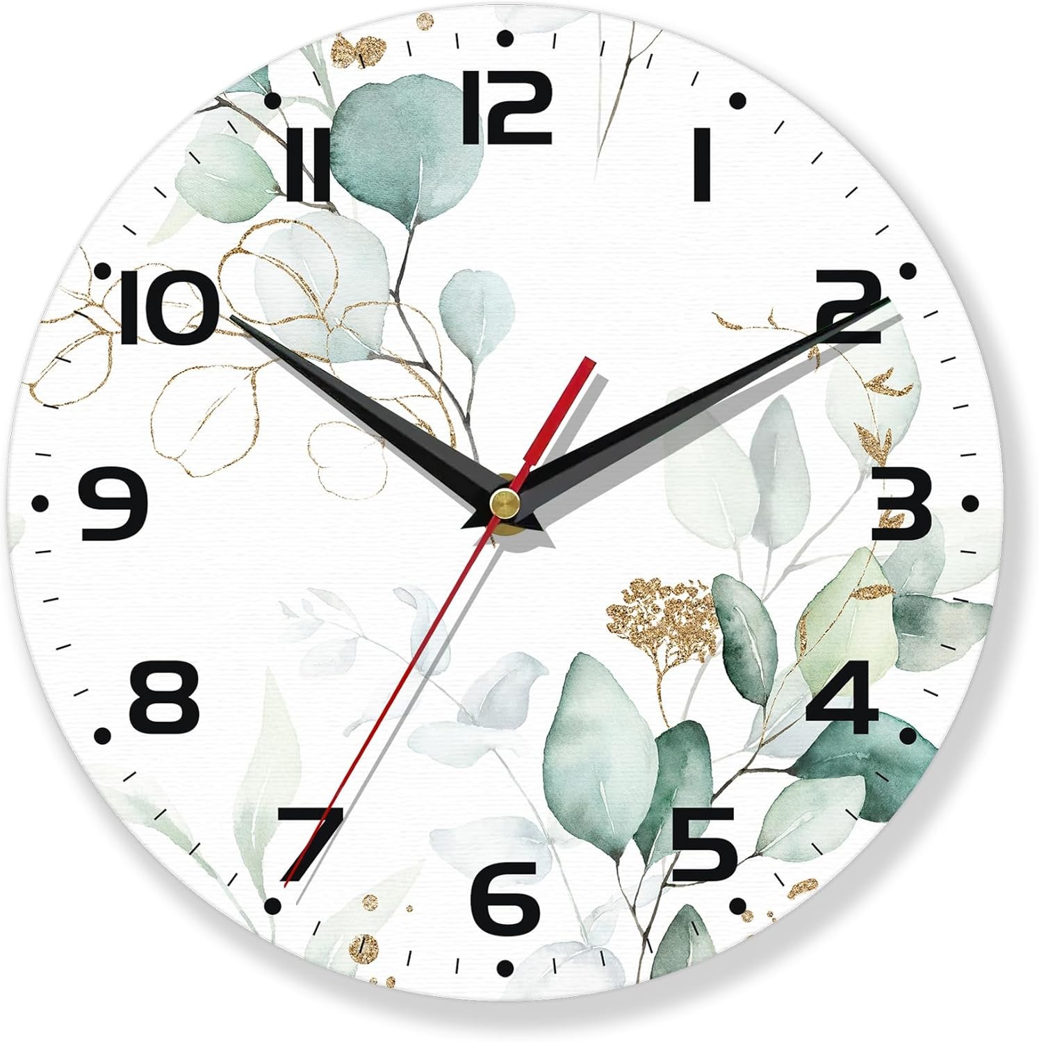 Battery Operated,eucalyptus Leaf Clock For Living Room,decor