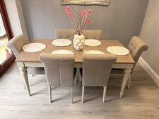 Furnitureland Annecy Extending dining Table +6 Upholstered Roll Back Chairs