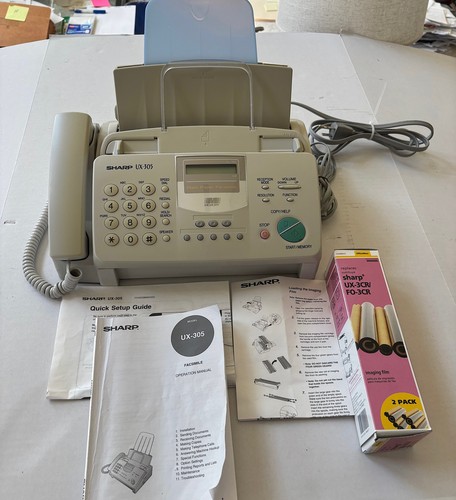 Sharp UX-305 Plain Paper Fax Machine Copier w New Roll of Imaging Film
