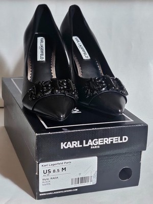 Karl Lagerfeld Paris Womens Size 8.5 RADA JEWEL PUMP Black New